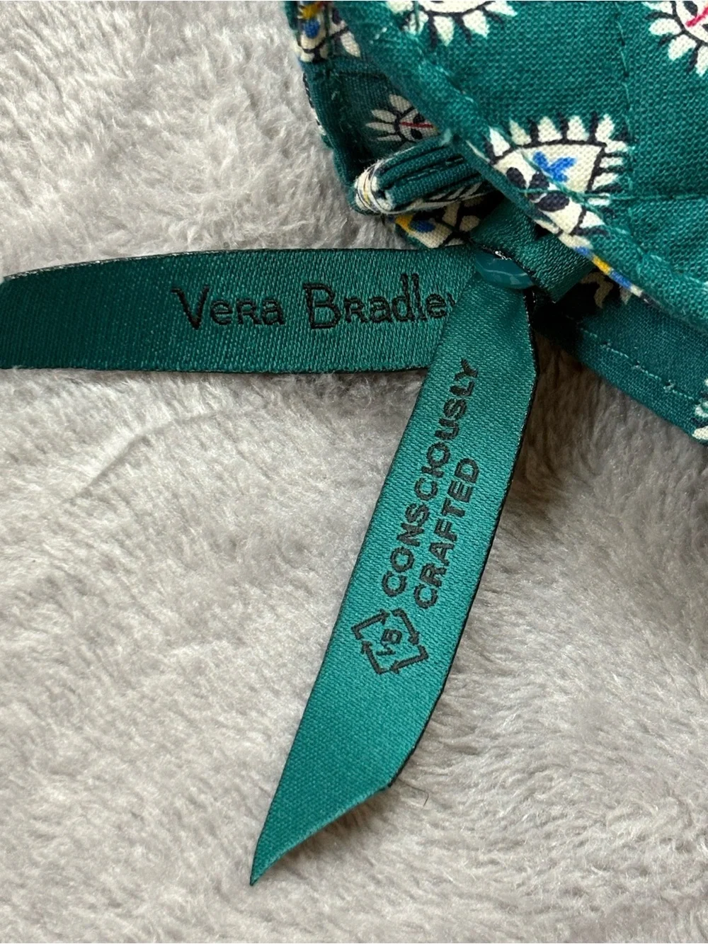 Vera Bradley Green Patterned Tote Bag with Embroidered Roosters